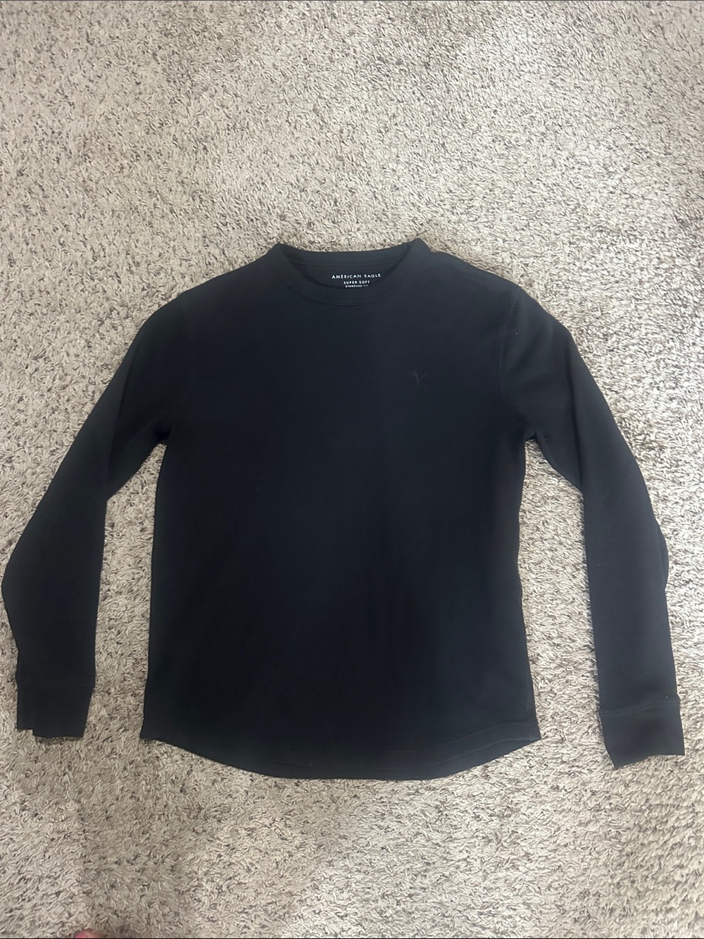 American Eagle Outfitters Men’s Black Long-Sleeve Crewneck thermal Tee